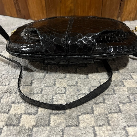 Vintage Lorenzi Black Genuine Snake Leather Crossbody handbag Purse - Picture 6 of 11
